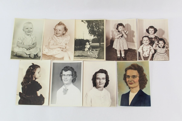 Lot of 9 Vintage Black and White Photos Woman & Children Good Condition