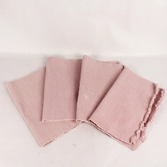 Lot of 4 Pink Purple Jute Woven Placemats with Fringe Edges Good Condition