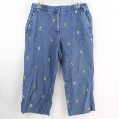 Briggs New York Wide Leg Embroidered Denim Capris Women's Size 12