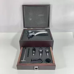 Wine Bottle Opener Corkscrew Bar Accessory Set With Wood Case 