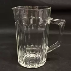 Vintage Ribbed Clear Glass Pitcher With Ice Lip 8.5 Inch
