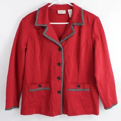 Drapers & Damons Petites Blazer Jacket Size PL Red Button Front Woven Knit 