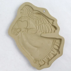 Vintage 1987 Brown Bag Cookie Art From Hill Design Angel Holding Heart Mold 6.5"