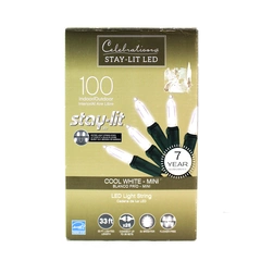 Celebrations 9046462 Staylit Christmas LED Light Mini Set Cool White 100 Count