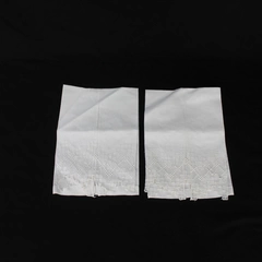 Lot of 2 Vintage Peking Handicraft Lace Accent Kitchen Towels White Cotton