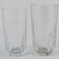 Lot of 2 Vintage Pasabahce P Vertical Ribbed Clear Drinking Glasses
