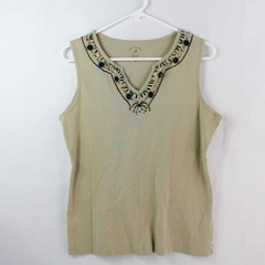 White Stag Beaded Beige Sleeveless Top Women's Size Medium