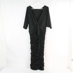 Shein Ruffled Black Half-Sleeve Long Dress Women's Size XL