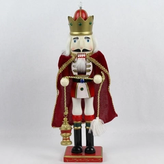 Unbranded 14.5" Painted Wooden Nutcracker Figure with Cape Christmas Home Decor
