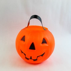 Vintage Plastic Halloween Pumpkin Candy Carrier Decoration Jack O Lantern Bucket
