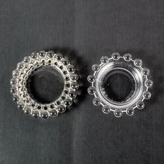 Lot of 2 Unmarked Vintage Clear Glass Nesting Bubble Ashtrays