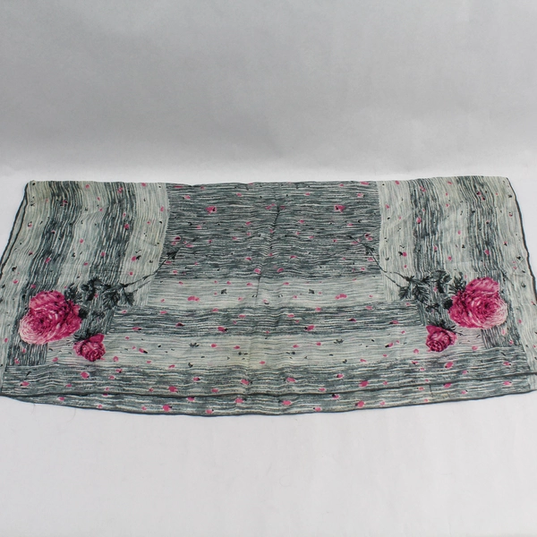 Lot of 2 Women's Scarves Floral Chiffon Navy Blue Green Fall Winter