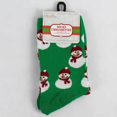 NWT Green Sparkly Snowman Design Christmas Socks Adult Size 9-11