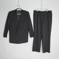 Vtg Belvest Tailored Men Gray Suit Set Men's Sz 56 Super 100s Wool Worsted Italy