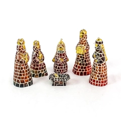 Christmas Mosaic Nativity Holiday Living 6 Pc Set Nativity Ornaments Figurine