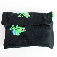 Unbranded Black Frog Patterned Adult Bib and Matching Pouch