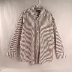 Nautica Men's XXL Long Sleeve Dress Shirt Red White Blue Stripes Button Down