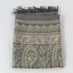 Women's Elegant Gray Scarf Wrap with Metallic Gold Hues 28"x70"