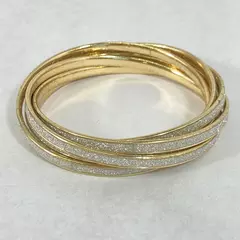 6-Piece Gold Tone And Silver Glitter Bangle Bracelet Set