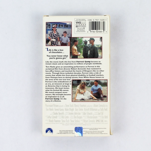 Forrest Gump 1995 VHS Tape PG13 Paramount Pictures Tom Hanks