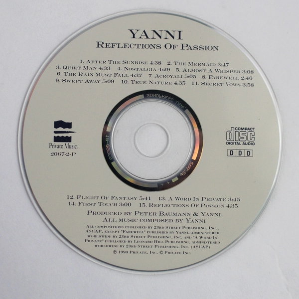 Reflections of Passion Audio CD Disc By Yanni 1990 Private Music Compilation