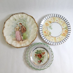 Lot of 3 Hand Painted Plates English Fruit & Floral Designs Vintage Decor