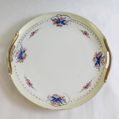 Meito China Hand Painted Birds & Flowers Plate with Handles 9.5" Diameter