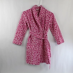 Kids Korner Pink Leopard Print Fleece Robe Size M Pre-Owned Tie Closure