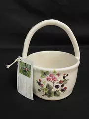 Pumpkin Ridge Pottery Planter Basket by Ann Bastian White with Blackberries
