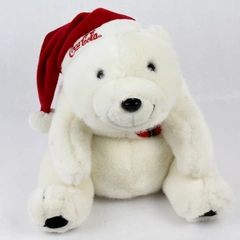 Vintage Coca-Cola Company Christmas Polar Bear Stuffed Animal 10" From 1996