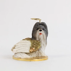 Tiny Ones Figurine Gray White Shih Tzu Dog Angel Halo Wing Conversation Concepts