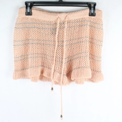POL Pink and Gray Striped Acrylic Blend Knit Lounge Shorts Women's Size Small