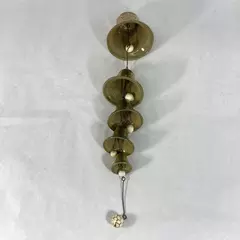 Vintage 5-Piece Ceramic Bell Hanging Windchime Green and Gold