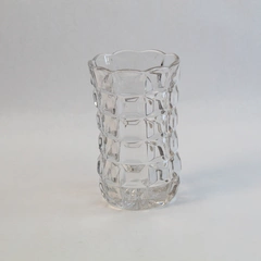 Duncan George & Sons Pittsburg PA Clear Glass Vase EAPG Block Pattern Round