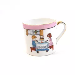 Noritake Hand Painted Child's Mug Birthday Party Design Pink Gold Japan