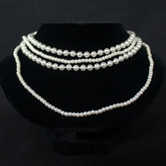 Lot of 2 Women's White Faux Pearl Beaded Layering Necklaces Good Condition