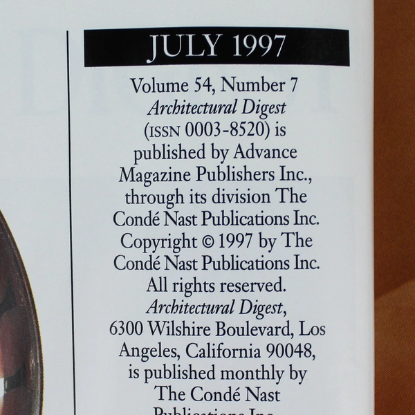 Vintage Architectural Digest Magazine July 1997 Issue Featuring Ali MacGraw 