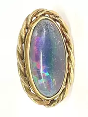 Vintage Gold Fire Opal 14K Oval Tie Pin by LAK