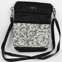 Unbranded Gray Cotton Fabric Cross Body Bag w/ Black Hardware & Zippers