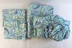 Brylane Home Blue Paisley Full Sheet Set Fitted Flat Pillowcases Pre-owned