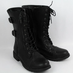 Daily Shoes Women's Black Side Zipper Laces Waffle Boot Buckle Accent Size 9 NWB