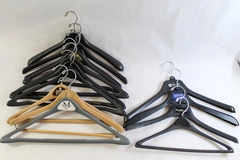Lot of 14 Vintage Plastic Advertising Hangers Black Blue Gray Men's Warehouse