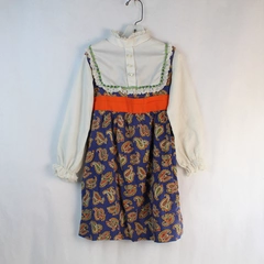 Vintage Girl's Long Sleeve Dress 4T Paisley Ruffle Mock Neck Lace Pre-owned