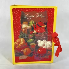 Vintage Hallmark Expanding Recipe File Yellow Fruit And Vegetable Pattern