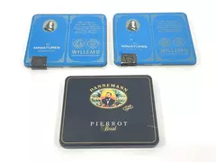 Lot of 3 Vintage Cigar Tins Willem II & Dannemann Pierrot Collectible Tins
