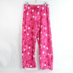Faded Glory Pajama Pants Women's Size M Pink White Stars Drawstring Elastic Wst