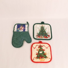 Lot of 3 Vintage Christmas Pot Holders Mitts Franco RAB Revere Mills