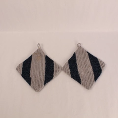 Lot of 2 Vintage Crocheted Blue Gray Pot Holders Oven Trivets Handmade