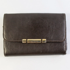 Vintage Kathie Lee Brown Vinyl Wallet with Card Slots & Snap Closure
