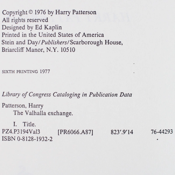 Vintage WWII Novel The Valhalla Exchange Harry Patterson 1977 Hardcover